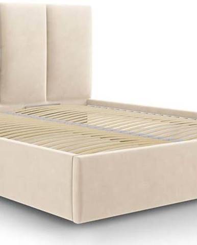 Béžová sametová dvoulůžková postel Mazzini Beds Juniper, 180 x 200 cm