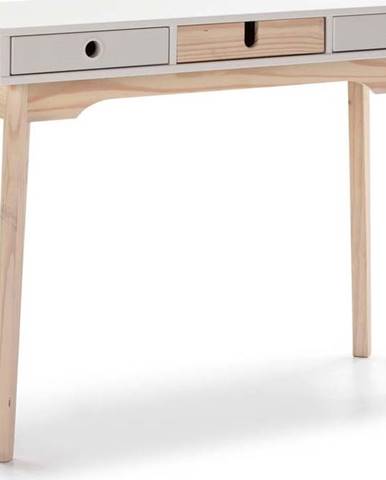 Bílý konzolový stolek s nohami z borovicového dřeva Marckeric Kiara