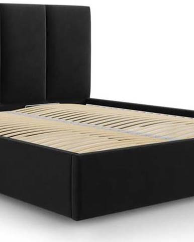 Černá sametová dvoulůžková postel Mazzini Beds Juniper, 140 x 200 cm