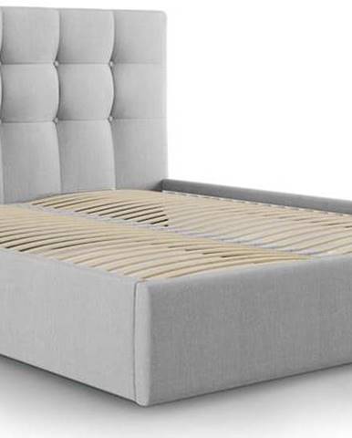 Světle šedá dvoulůžková postel Mazzini Beds Nerin, 140 x 200 cm