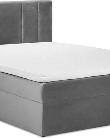 Světle šedá sametová dvoulůžková postel Mazzini Beds Afra, 140 x 200 cm