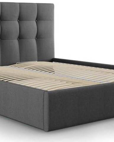 Tmavě šedá dvoulůžková postel Mazzini Beds Nerin, 140 x 200 cm