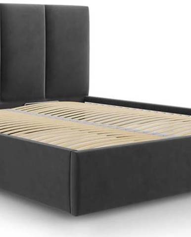Tmavě šedá sametová dvoulůžková postel Mazzini Beds Juniper, 160 x 200 cm