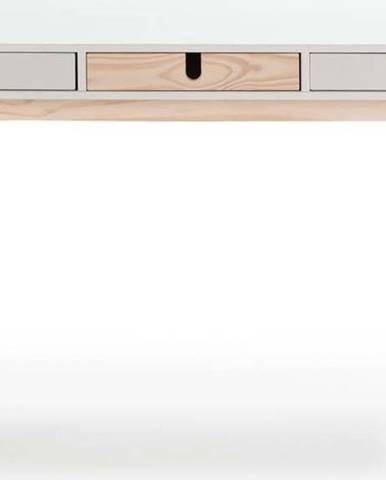 Bílý psací stůl s nohami z borovicového dřeva Marckeric Kiara