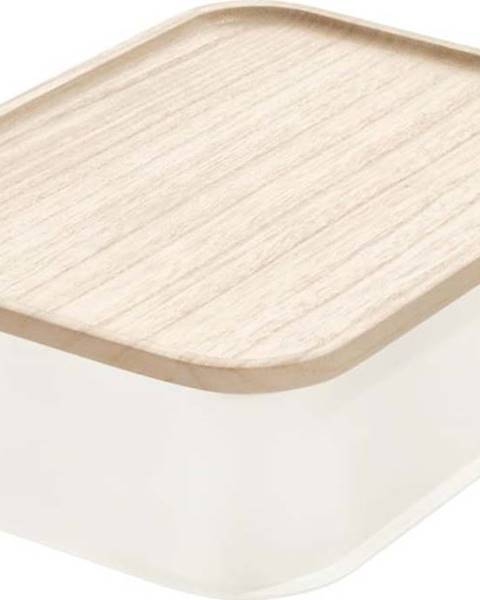 iDesign Bílý úložný box s víkem ze dřeva paulownia iDesign Eco, 21,3 x 30,2 cm