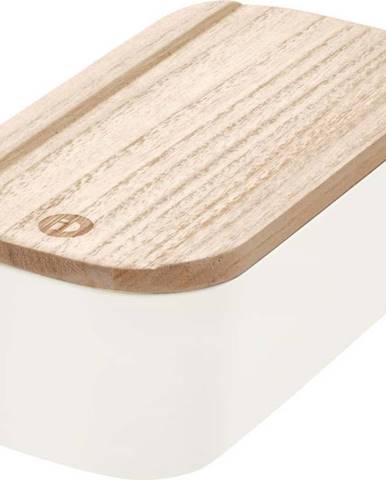 Bílý úložný box s víkem ze dřeva paulownia iDesign Eco, 9 x 18,3 cm