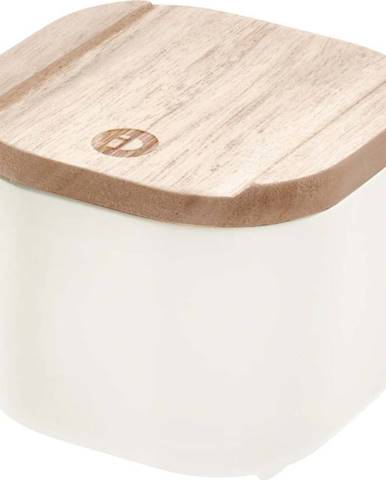 Bílý úložný box s víkem ze dřeva paulownia iDesign Eco, 9 x 9 cm