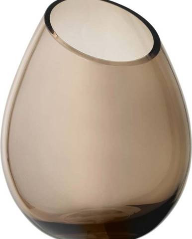 Hnědá skleněná váza Blomus Raindrop, výška 24 cm