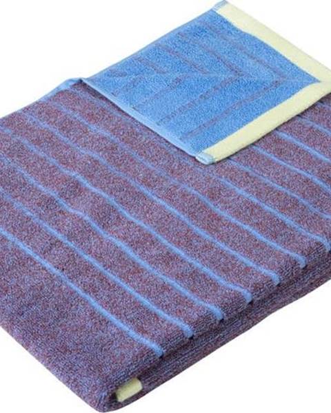 Hübsch Modro-fialový bavlněný ručník Hübsch Dora, 50 x 100 cm
