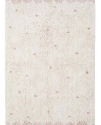 Růžovo-krémový ručně vyrobený bavlněný koberec Nattiot Minna, 100 x 150 cm