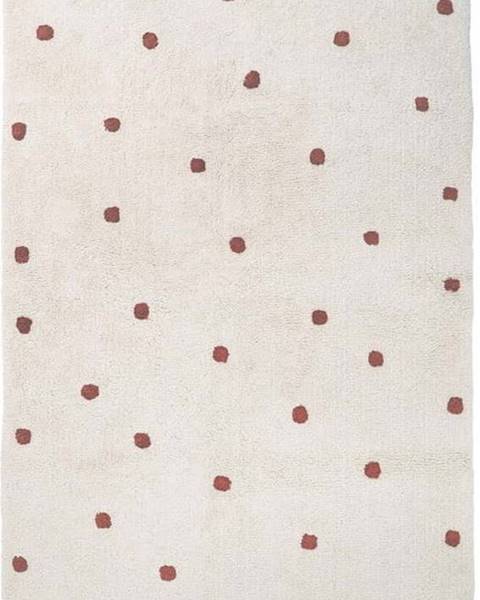 Nattiot Béžovo-červený ručně vyrobený koberec z bavlny Nattiot Numi, 100 x 150 cm
