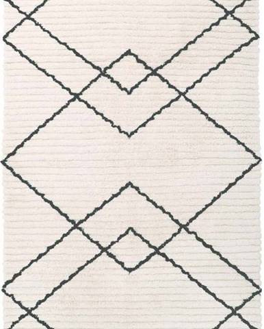 Béžovo-černý ručně vyrobený koberec z bavlny Nattiot Viktor, 100 x 150 cm
