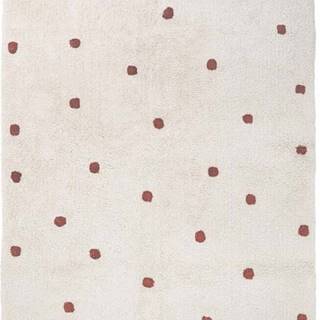 Béžovo-červený ručně vyrobený koberec z bavlny Nattiot Numi, 100 x 150 cm