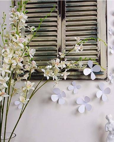 Sada 12 bílých adhezivních 3D samolepek Ambiance Flowers