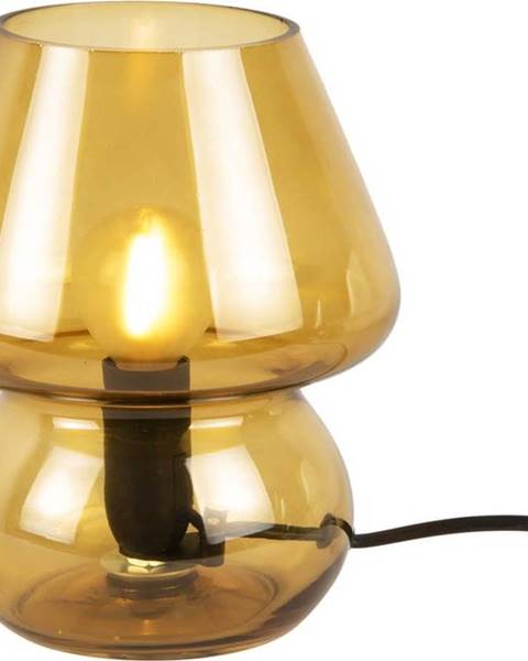 Leitmotiv Hořčicově žlutá skleněná stolní lampa Leitmotiv Glass, výška 18 cm