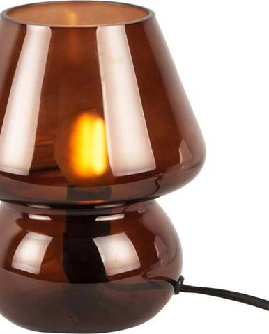 Tmavě hnědá skleněná stolní lampa Leitmotiv Glass, výška 18 cm