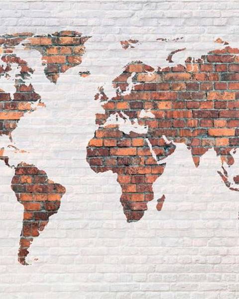Bimago Velkoformátová tapeta Bimago Brick World Map Wall, 400 x 280 cm