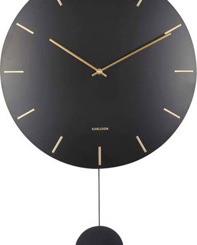 Černé nástěnné kyvadlové hodiny Karlsson Impressive, ø 20 cm