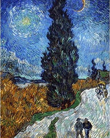 Reprodukce obrazu Vincent van Gogh - Country Road in Provence by Night, 60 x 45 cm