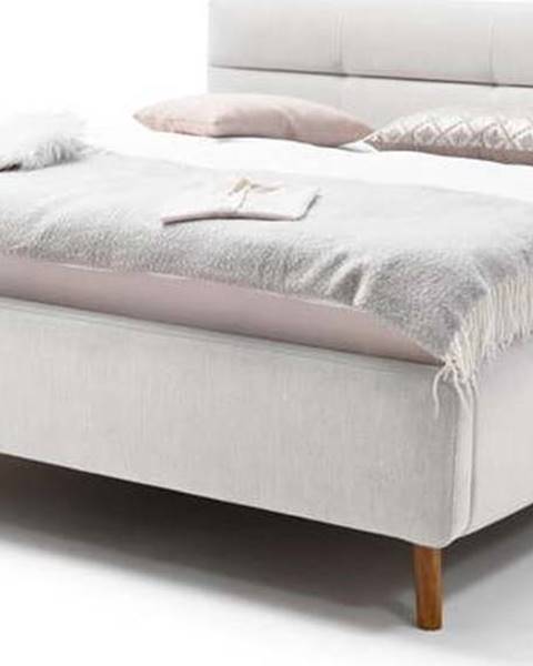 Meise Möbel Světle šedá čalouněná dvoulůžková postel s úložným prostorem s roštem 160x200 cm Lotte – Meise Möbel