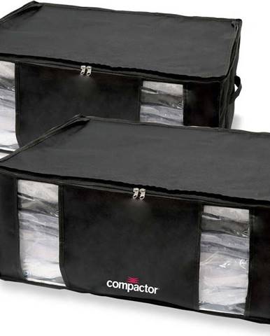 Sada 2 černých úložných boxů s vakuovým obalem Compactor Black Edition XXL, 50 x 26,5 cm