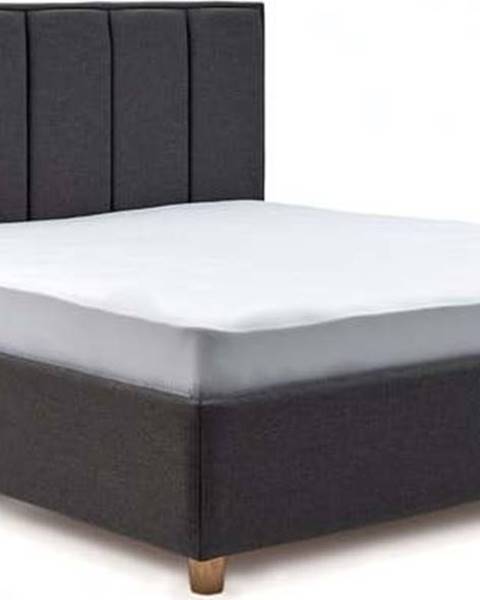 ProSpánek Tmavě šedá dvoulůžková postel s úložným prostorem ProSpánek Wega, 180 x 200 cm