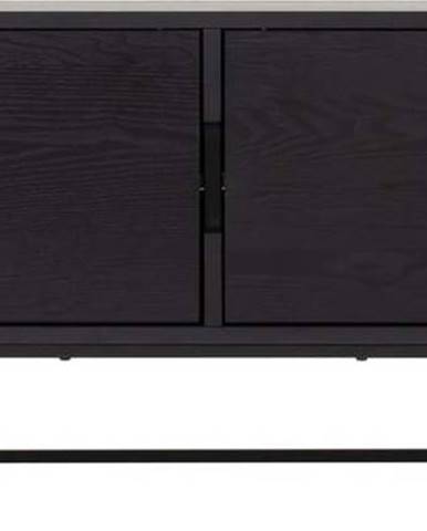 Černý TV stolek Tenzo Lipp, 176 x 57 cm
