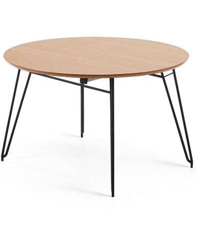 Rozkládací jídelní stůl s deskou v dubovém dekoru Kave Home Novaks, ø 120 cm