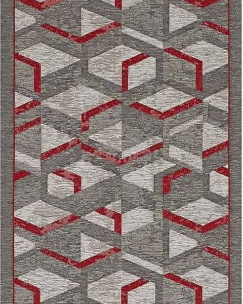 Floorita Šedo-červený běhoun Floorita Hypnotik, 55 x 115 cm