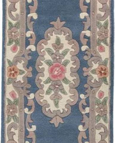 Modrý vlněný koberec Flair Rugs Aubusson, 67 x 210 cm
