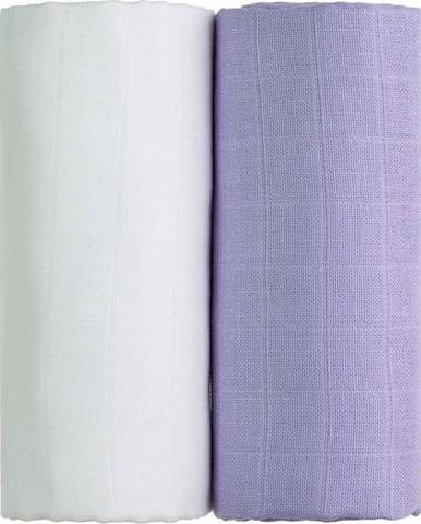 Sada 2 bavlněných osušek v bílé a fialové barvě T-TOMI Tetra, 90 x 100 cm