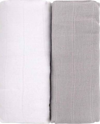Sada 2 bavlněných osušek v bílé a šedé barvě T-TOMI Tetra, 90 x 100 cm