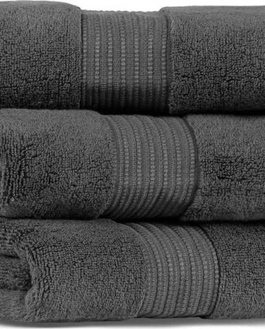 Sada 3 antracitově šedých bavlněných ručníků L'appartement Chicago, 30 x 50 cm