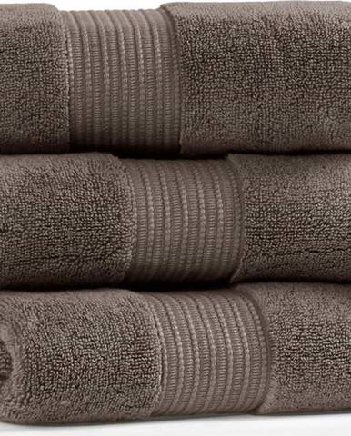 Sada 3 tmavě hnědých bavlněných ručníků L'appartement Chicago, 30 x 50 cm