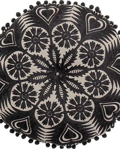 Černo-béžový dekorativní polštář Bloomingville Mandala, ø 36 cm