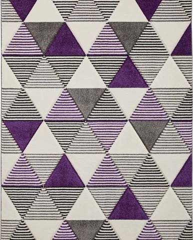 Fialovo-šedý koberec Think Rugs Brooklyn Geo, 160 x 220 cm