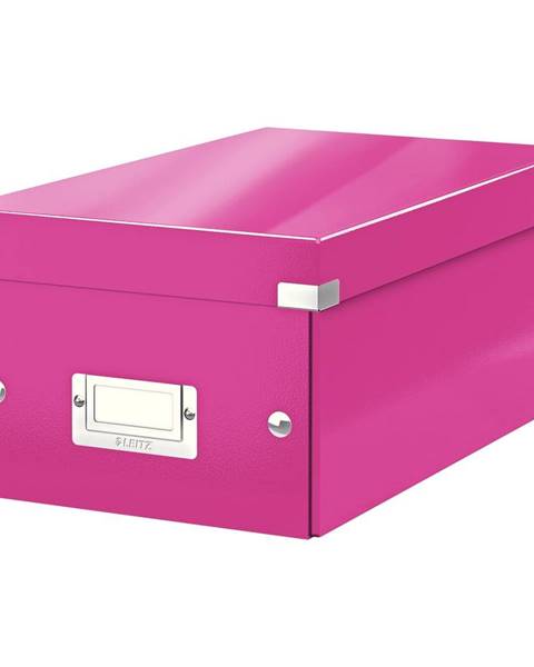 Leitz Růžová úložná krabice s víkem Leitz DVD Disc, délka 35 cm