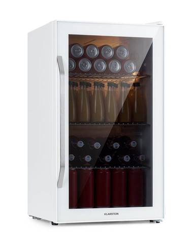 Klarstein Beersafe XXL Crystal White, chladnička, 80 litrů, 3 police, panoramatické skleněné dveře, nerezová ocel