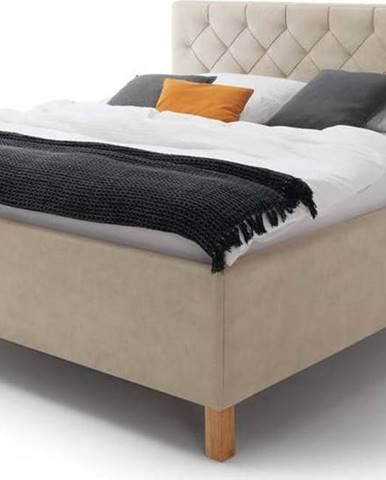 Béžová čalouněná dvoulůžková postel s úložným prostorem s roštem 180x200 cm San Remo – Meise Möbel