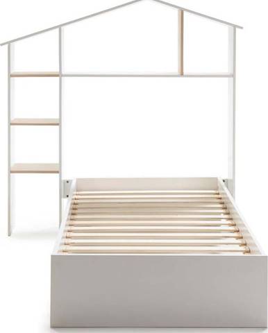 Bílá dětská postel s policemi Marckeric Maria, 90 x 190 cm