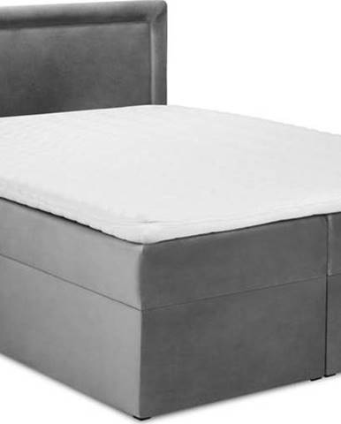 Šedá sametová dvoulůžková postel Mazzini Beds Yucca, 160 x 200 cm