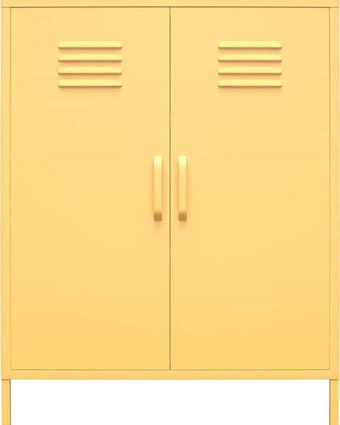 Žlutá kovová skříňka Støraa Cache, 80 x 102 cm