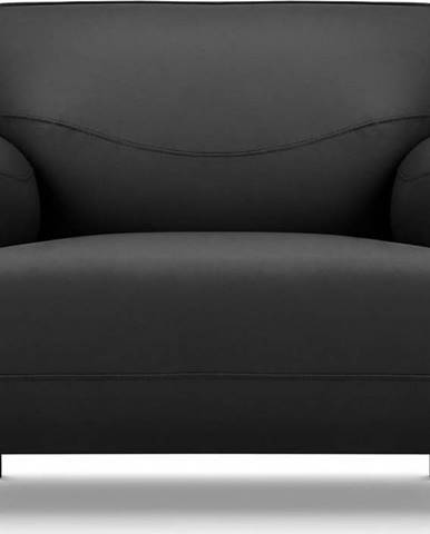 Tmavě šedé kožené křeslo Windsor & Co Sofas Neso