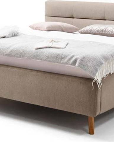 Béžová dvoulůžková postel s roštem a úložným prostorem Meise Möbel Lotte, 180 x 200 cm
