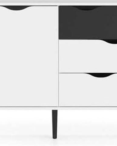 Černo-bílá komoda Tvilum Oslo, 195,7 x 81,7 cm