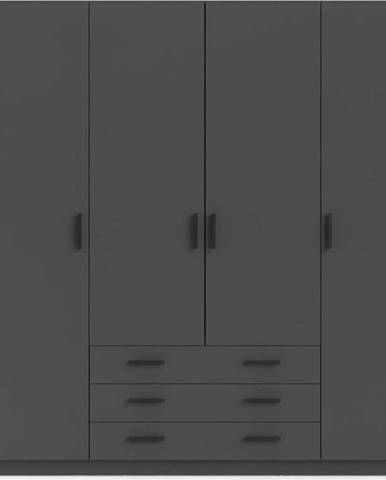 Tmavě šedá šatní skříň Tvilum Sprint, 196 x 200 cm