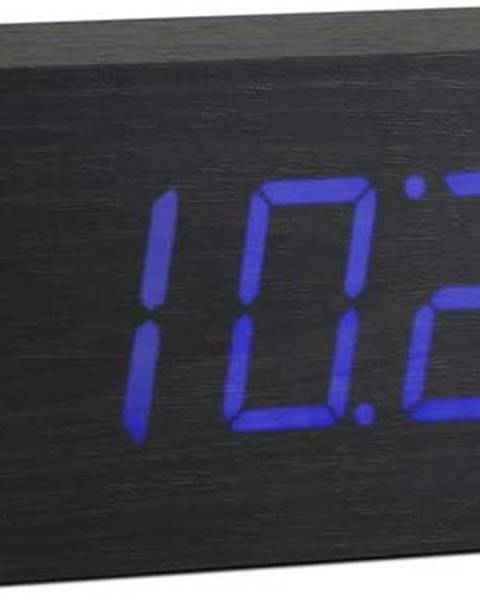 Gingko Černý budík s modrým LED displejem Gingko Slab Click Clock