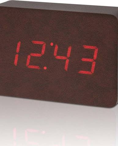 Tmavě hnědý budík s červeným LED displejem Gingko Brick Click Clock