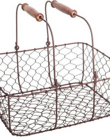 Kovový úložný košík s 2 dřevěnými uchy Antic Line