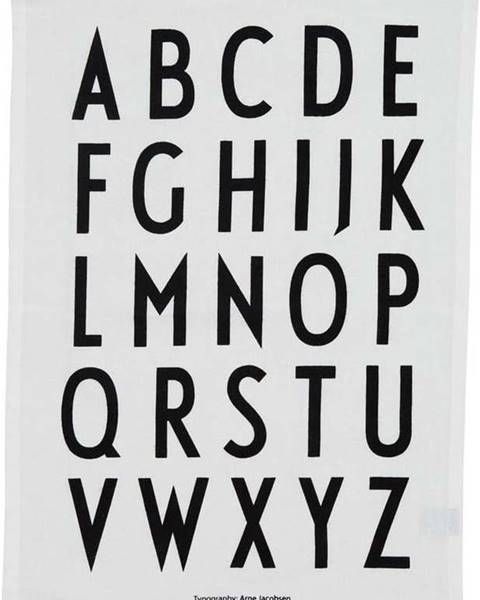 Design Letters Bílá bavlněná utěrka Design Letters Alphabet, 40 x 60 cm